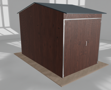 Oceľová hala 3x5 m, sedlová strecha, drevodekor, vysoká – Model 2