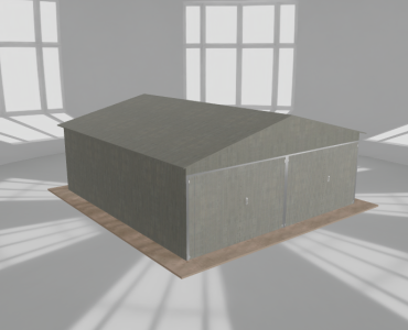 Plechová garáž 6x6,5 m, pre dve autá, sedlová strecha, zinok