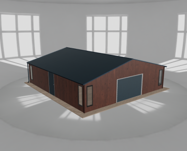 Plechová garáž 9x9,5 m, so skladom, drevodekor