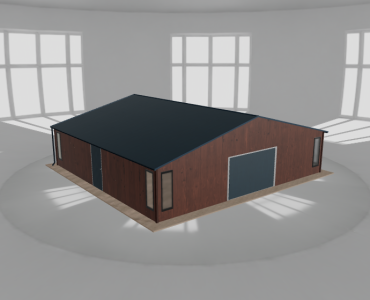 Plechová garáž 10x9,5 m, so skladom, drevodekor