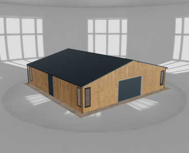Plechová garáž 10x10 m, so skladom, drevodekor – Model 2