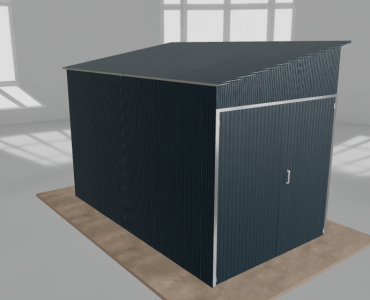 Plechová garáž 2x3,5 m, pre jedno auto, pultová strecha doľava, grafit