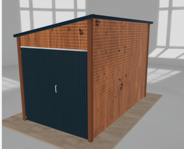 Domček na náradie 2x3,5 m, pultová strecha doľava, drevodekor