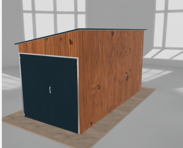Domček na náradie 2x4,5 m, pultová strecha doľava, drevodekor