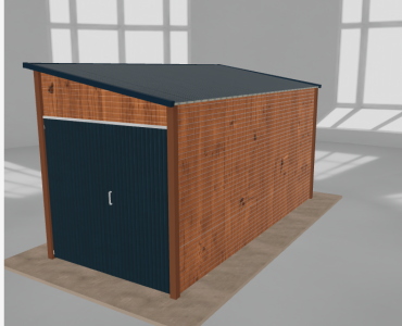Domček na náradie 2x4,5 m, pultová strecha doprava, drevodekor