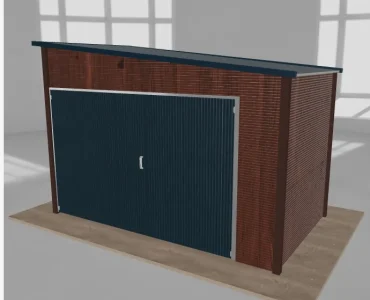 Domček na náradie 3,5x2 m, pultová strecha doprava, drevodekor