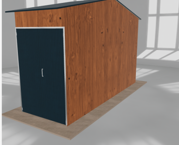 Oceľová hala 2x6 m, sedlová strecha, drevodekor, vysoká
