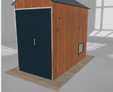 Plechová hala 2x4 m, sedlová strecha, drevodekor, vysoká