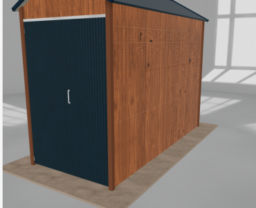 Plechová hala 2x4,5 m, sedlová strecha, drevodekor, vysoká