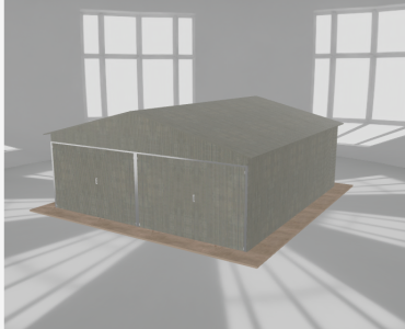 Plechová garáž 6x6,5 m, pre dve autá, sedlová strecha, zinok