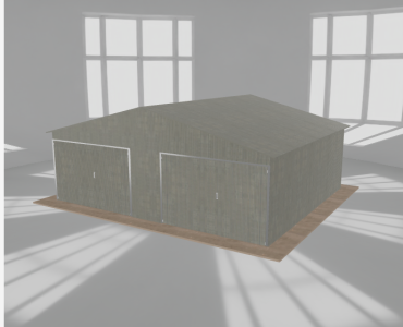 Plechová garáž 7x6 m, pre dve autá, sedlová strecha, zinok