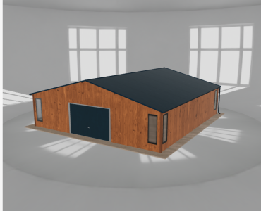 Plechová garáž 9x9,5 m, so skladom, drevodekor