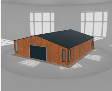 Plechová garáž 9x10 m, so skladom, drevodekor