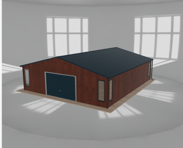 Plechová garáž 8x9,5 m, so skladom, drevodekor