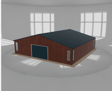 Plechová garáž 10x9,5 m, so skladom, drevodekor