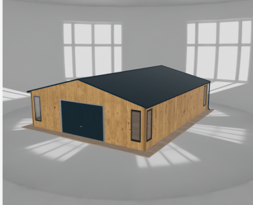 Plechová garáž 7,5x9,5 m, so skladom, drevodekor