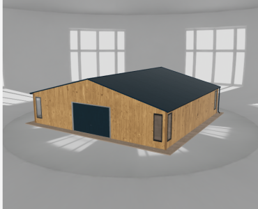 Plechová garáž 10x9,5 m, so skladom, drevodekor – Model 2